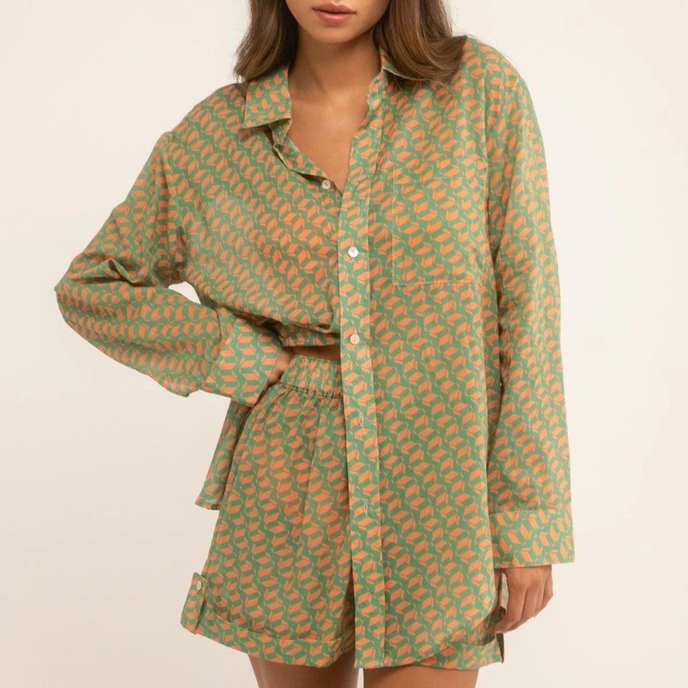 Montce Geo Long Sleeve Button Down Shirt and Shorts